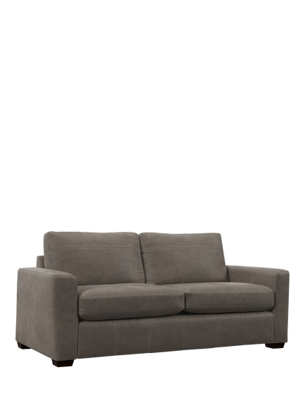 John Lewis Olivia Large 3 Seater Leather Sofa, Dark Leg, Demetra Grey