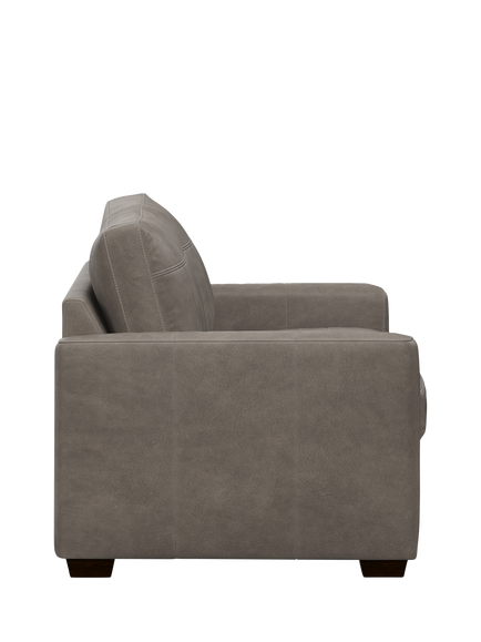 John Lewis Olivia Large 3 Seater Leather Sofa, Dark Leg - view 2, Demetra Grey