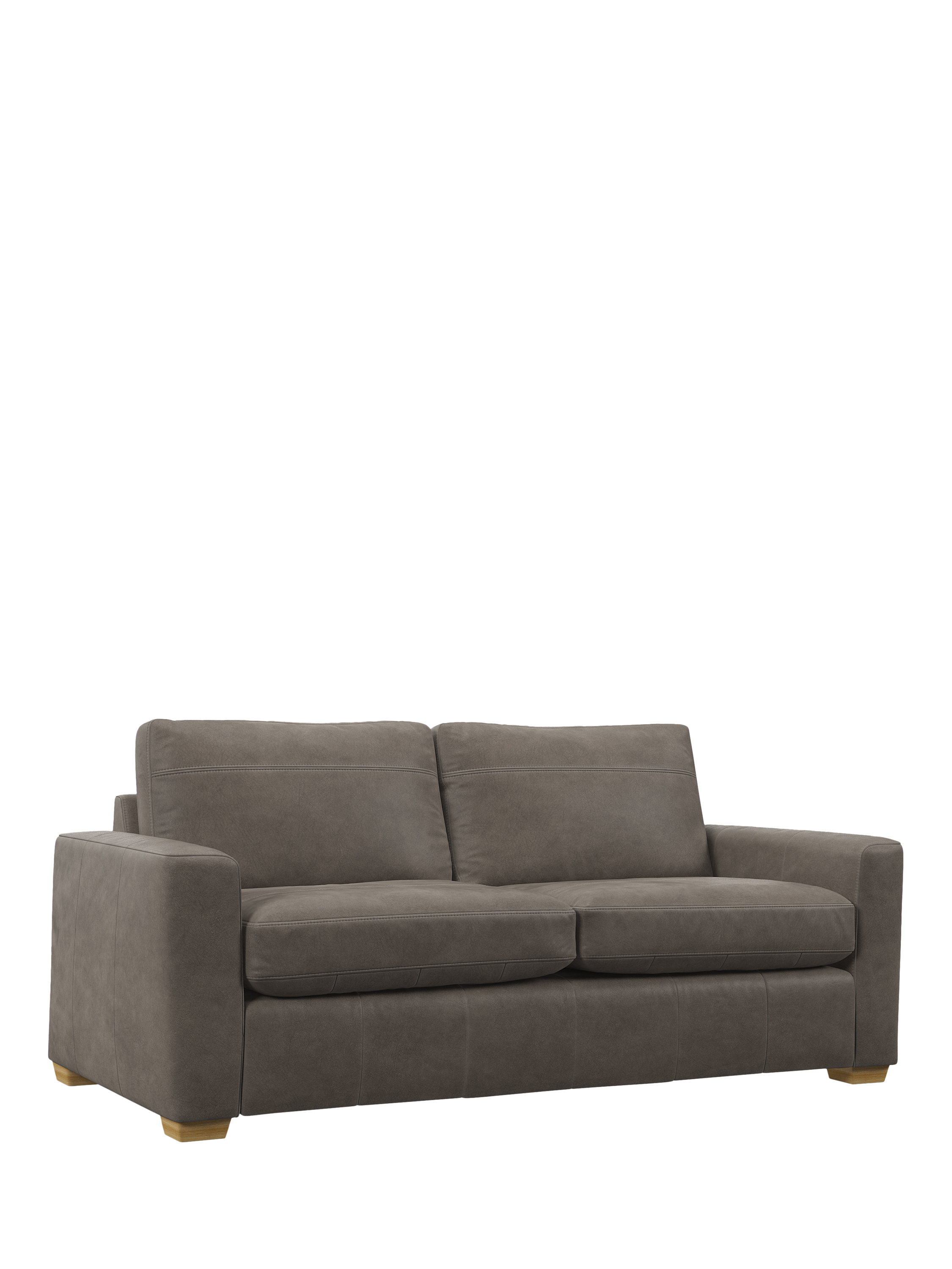 Olivia Range, John Lewis Olivia Large 3 Seater Leather Sofa, Light Leg, Demetra Grey