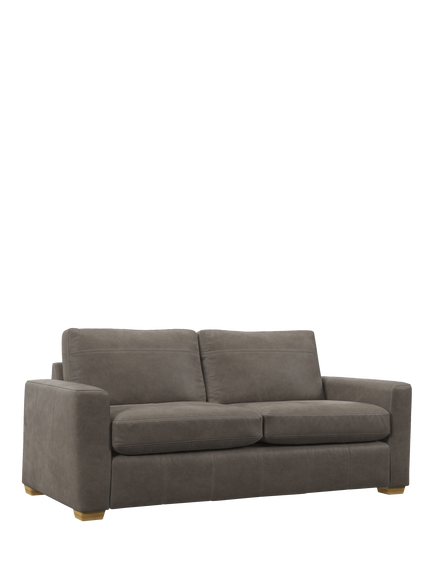 John Lewis Olivia Large 3 Seater Leather Sofa, Light Leg, Demetra Grey