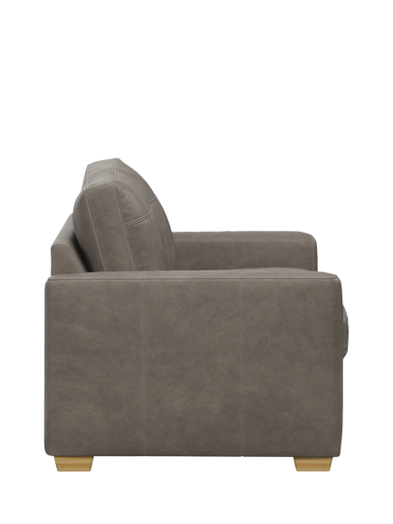 John Lewis Olivia Large 3 Seater Leather Sofa, Light Leg - view 2, Demetra Grey
