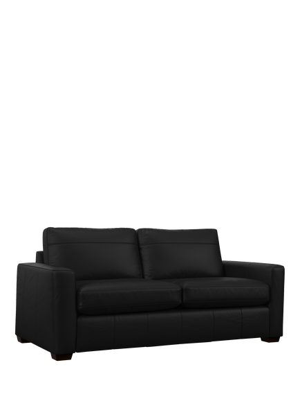 John Lewis Olivia Large 3 Seater Leather Sofa, Dark Leg, Matt Black