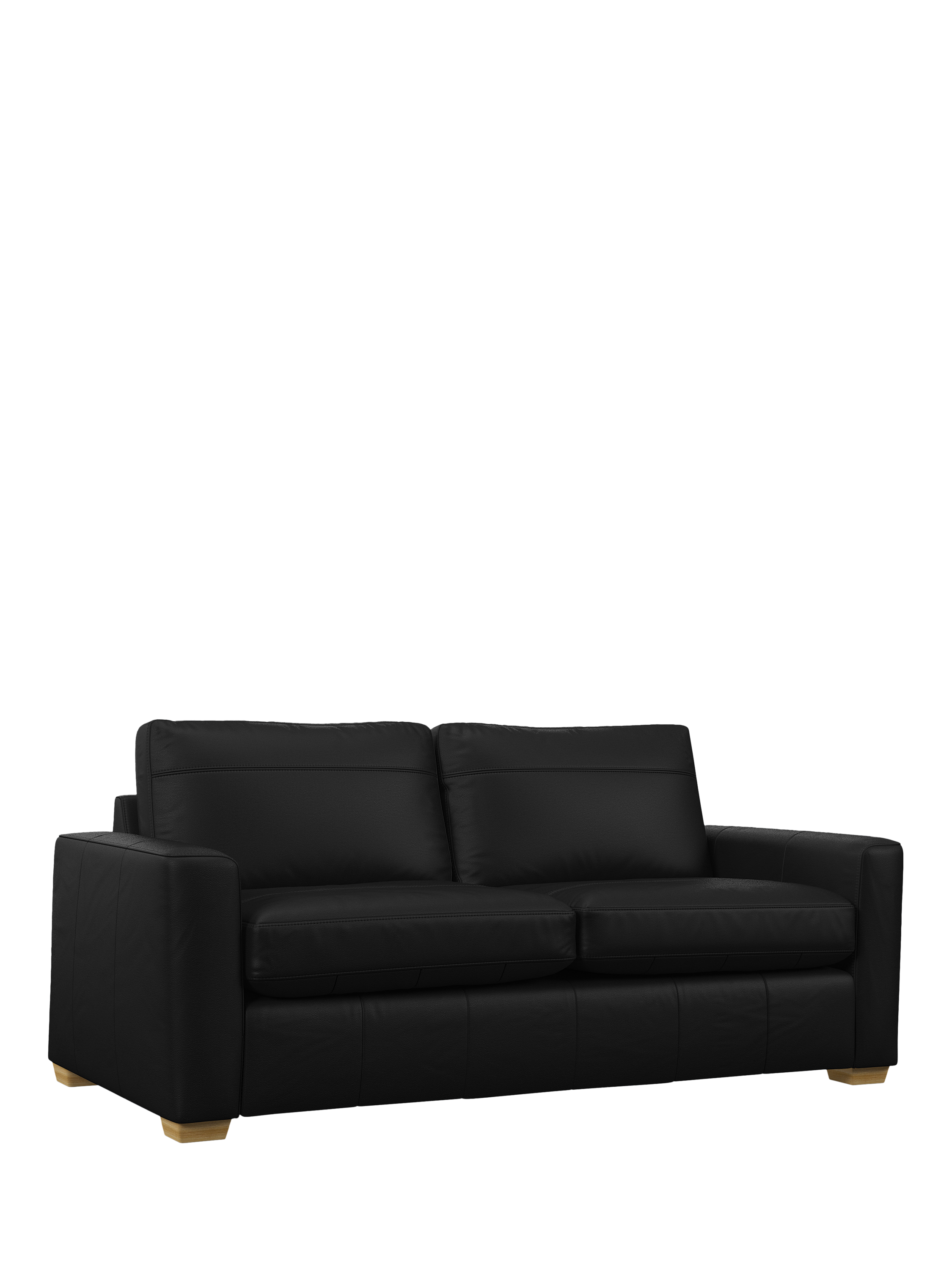 Olivia Range, John Lewis Olivia Large 3 Seater Leather Sofa, Light Leg, Matt Black