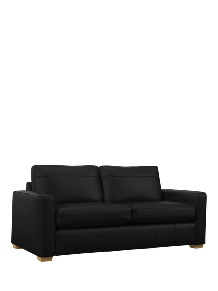 John Lewis Olivia Large 3 Seater Leather Sofa, Light Leg, Matt Black