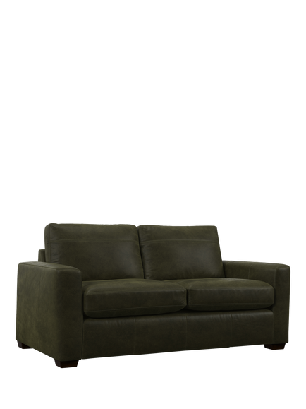 John Lewis Olivia Medium 2 Seater Leather Sofa, Dark Leg, Demetra Green