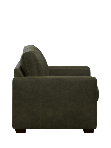 John Lewis Olivia Medium 2 Seater Leather Sofa, Dark Leg - view 2, Demetra Green