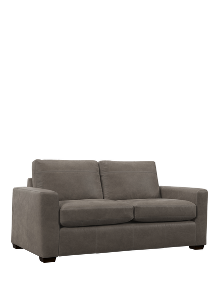 John Lewis Olivia Medium 2 Seater Leather Sofa, Dark Leg, Demetra Grey