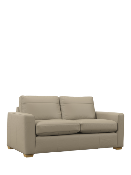 John Lewis Olivia Medium 2 Seather Leather Sofa, Light Leg, Matt Pearl