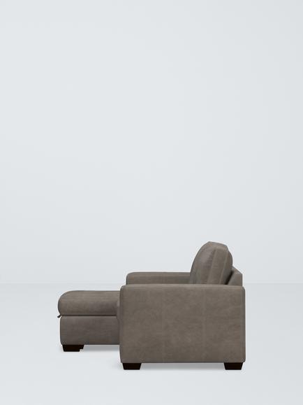 John Lewis Olivia Grand 4 Seater LHF Chaise End Storage Leather Sofa, Dark Leg - view 2, Demetra Grey