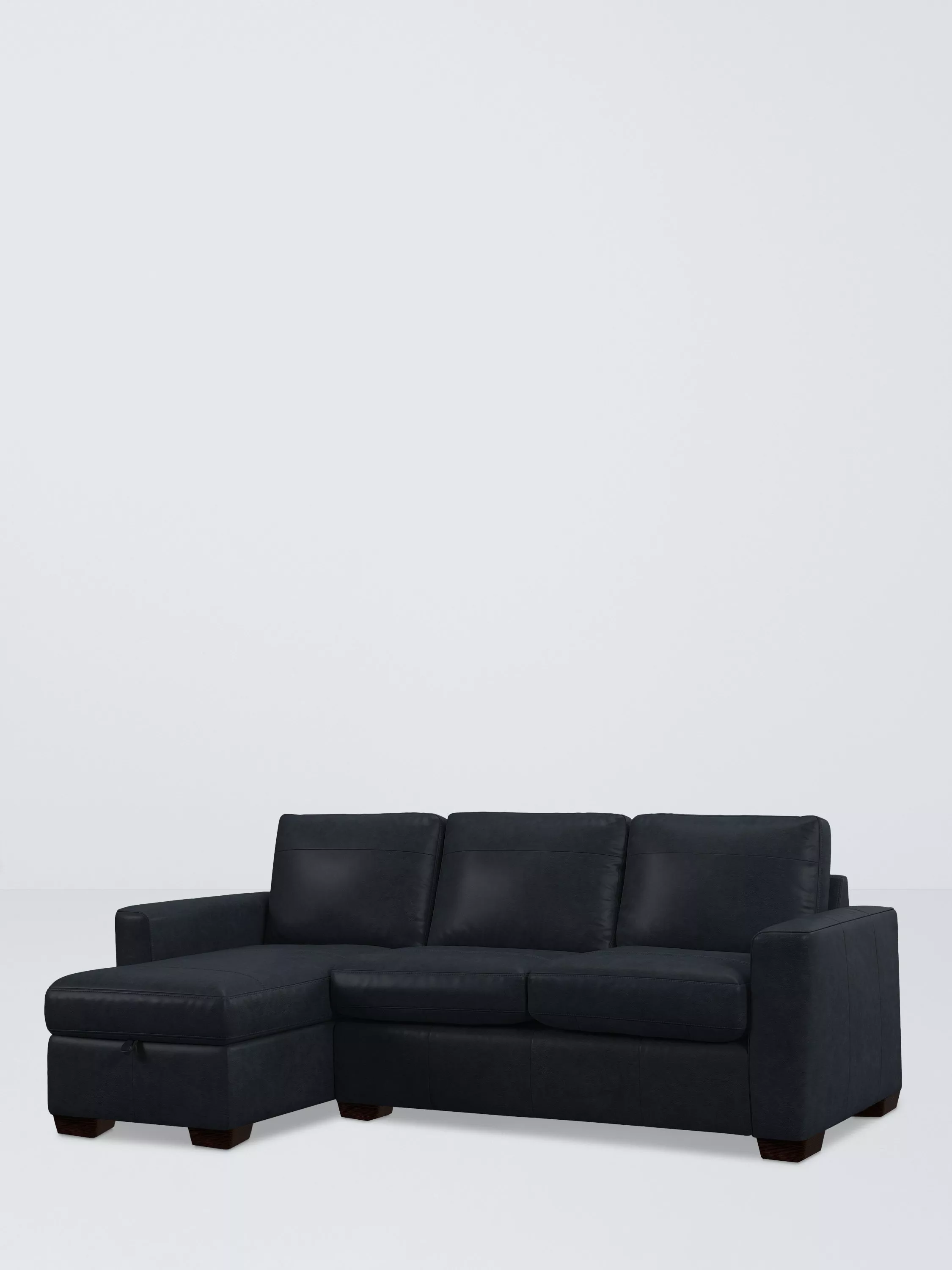 John Lewis Olivia Grand 4 Seater LHF Chaise End Storage Leather Sofa, Dark Leg