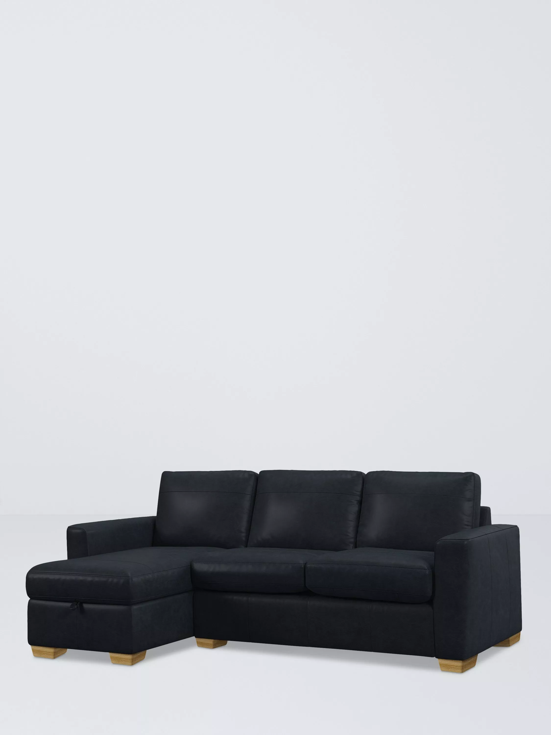 John Lewis Olivia Grand 4 Seater LHF Chaise End Storage Leather Sofa, Light Leg