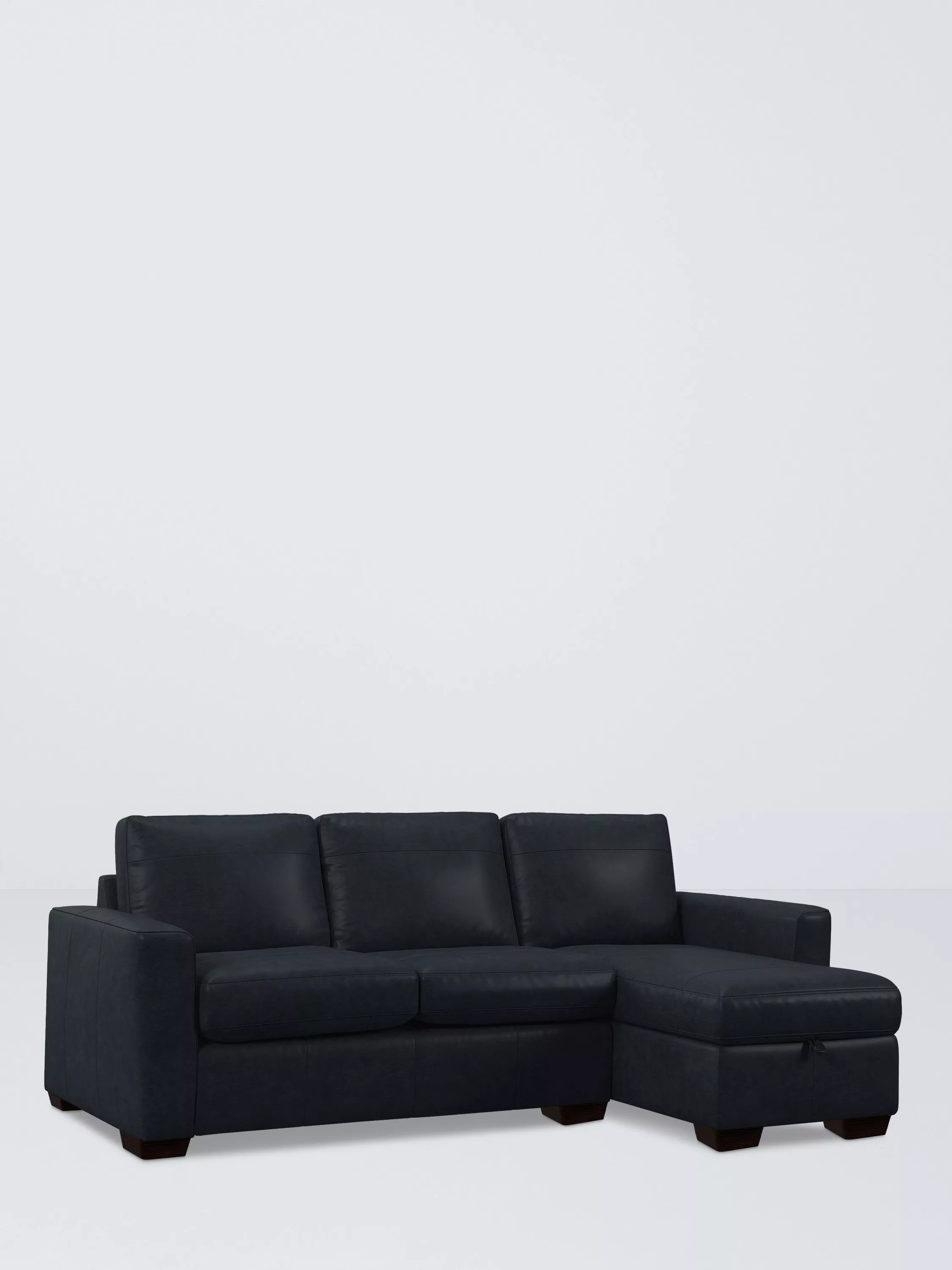 John Lewis Olivia Grand 4 Seater RHF Chaise End Storage Leather Sofa, Dark Leg