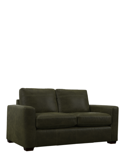 John Lewis Olivia Small 2 Seater Leather Sofa, Dark Leg, Demetra Green