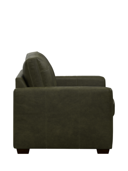 John Lewis Olivia Small 2 Seater Leather Sofa, Dark Leg - view 2, Demetra Green