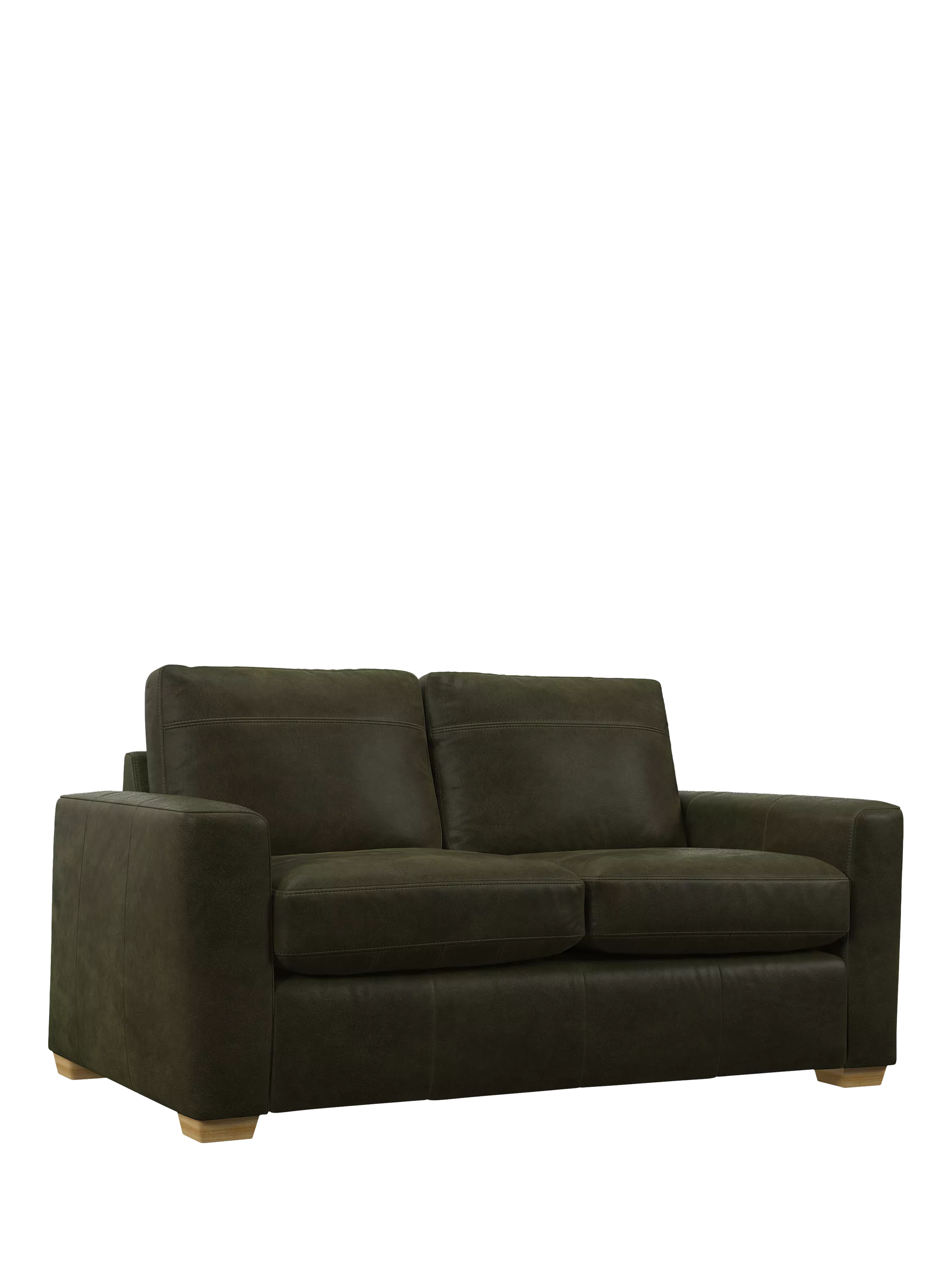 John Lewis Olivia Small 2 Seater Leather Sofa, Light Leg