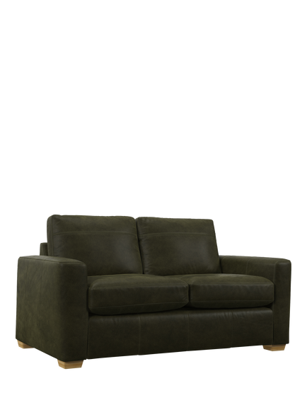 John Lewis Olivia Small 2 Seater Leather Sofa, Light Leg, Demetra Green