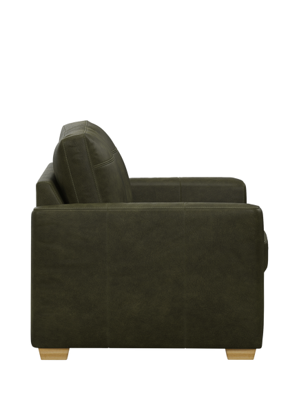 John Lewis Olivia Small 2 Seater Leather Sofa, Light Leg - view 2, Demetra Green