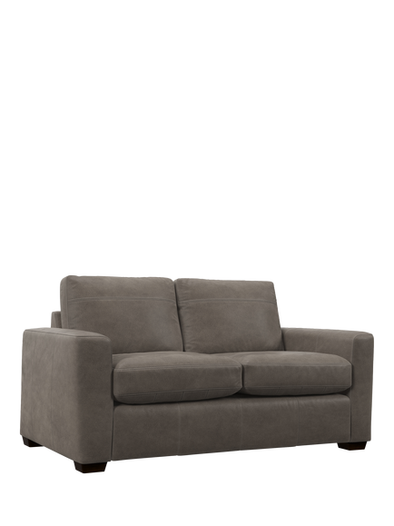 John Lewis Olivia Small 2 Seater Leather Sofa, Dark Leg, Demetra Grey