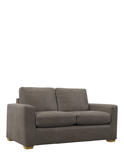 John Lewis Olivia Small 2 Seater Leather Sofa, Light Leg, Demetra Grey