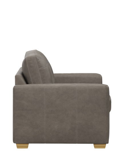 John Lewis Olivia Small 2 Seater Leather Sofa, Light Leg - view 2, Demetra Grey