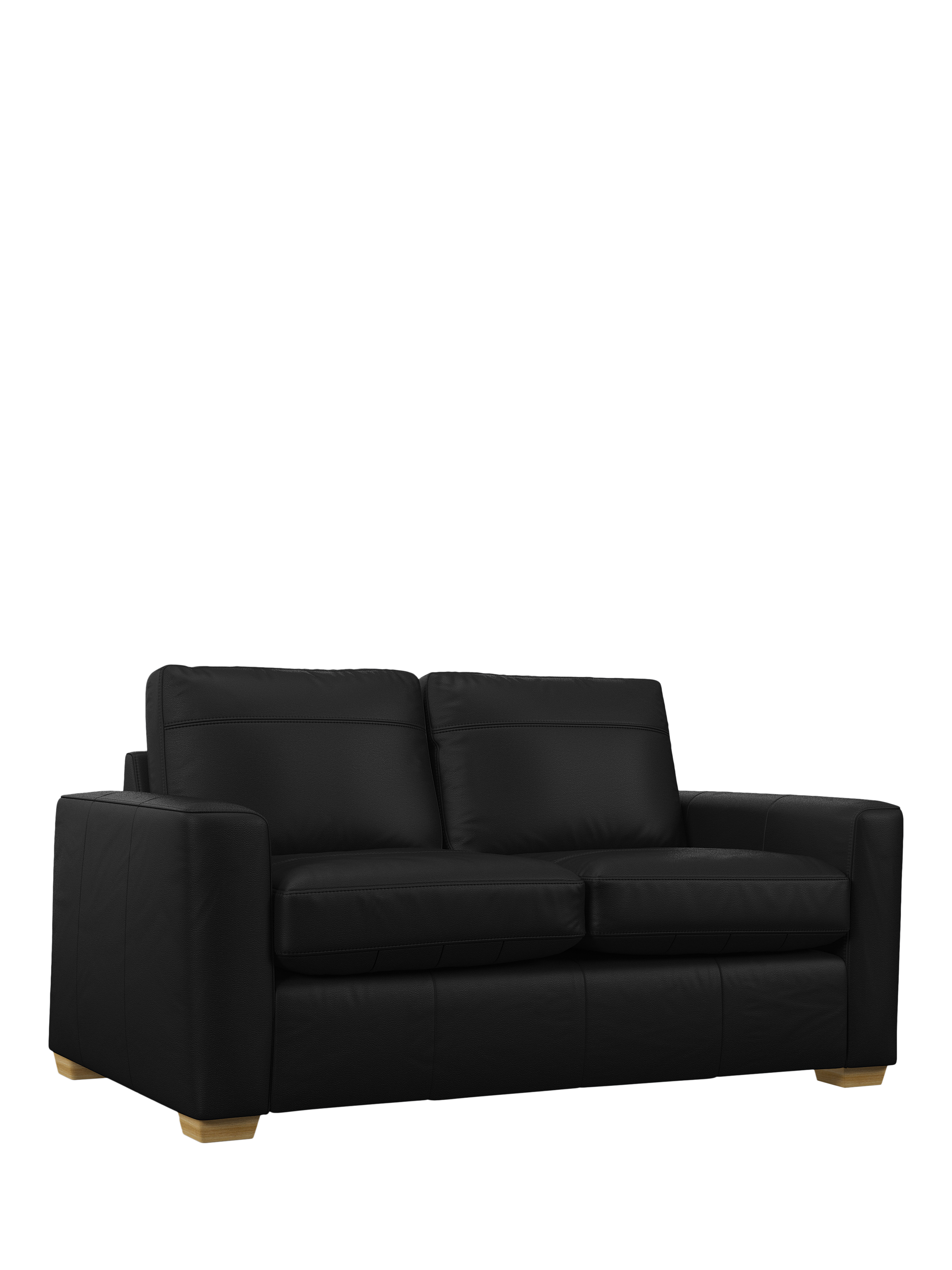 Olivia Range, John Lewis Olivia Small 2 Seater Leather Sofa, Light Leg, Matt Black