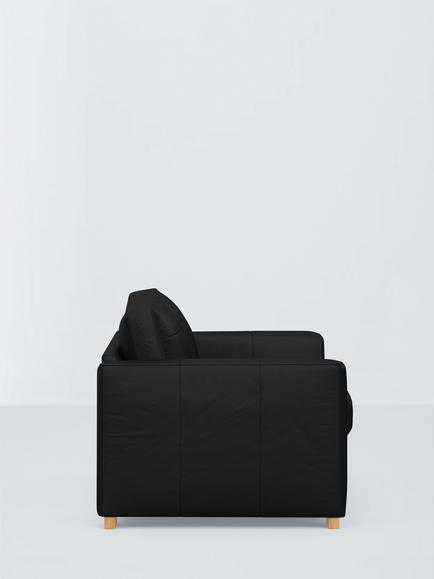 John Lewis Olivia Small 3 Seater Leather Sofa Bed, Light Leg - view 2, Matt Black