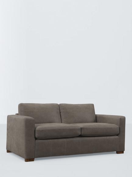John Lewis Olivia Small 3 Seater Leather Sofa Bed, Dark Leg, Demetra Grey