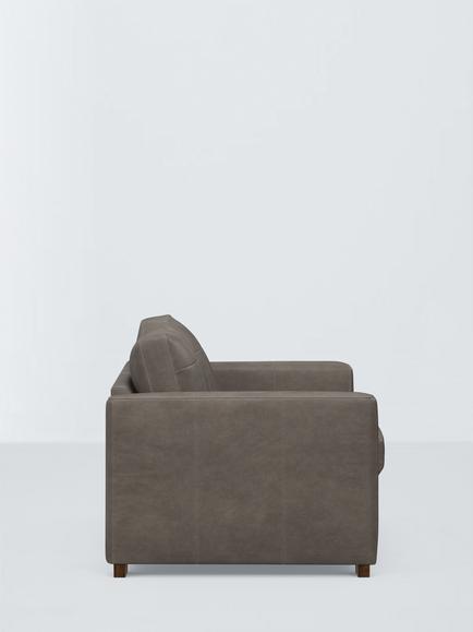 John Lewis Olivia Small 3 Seater Leather Sofa Bed, Dark Leg - view 2, Demetra Grey