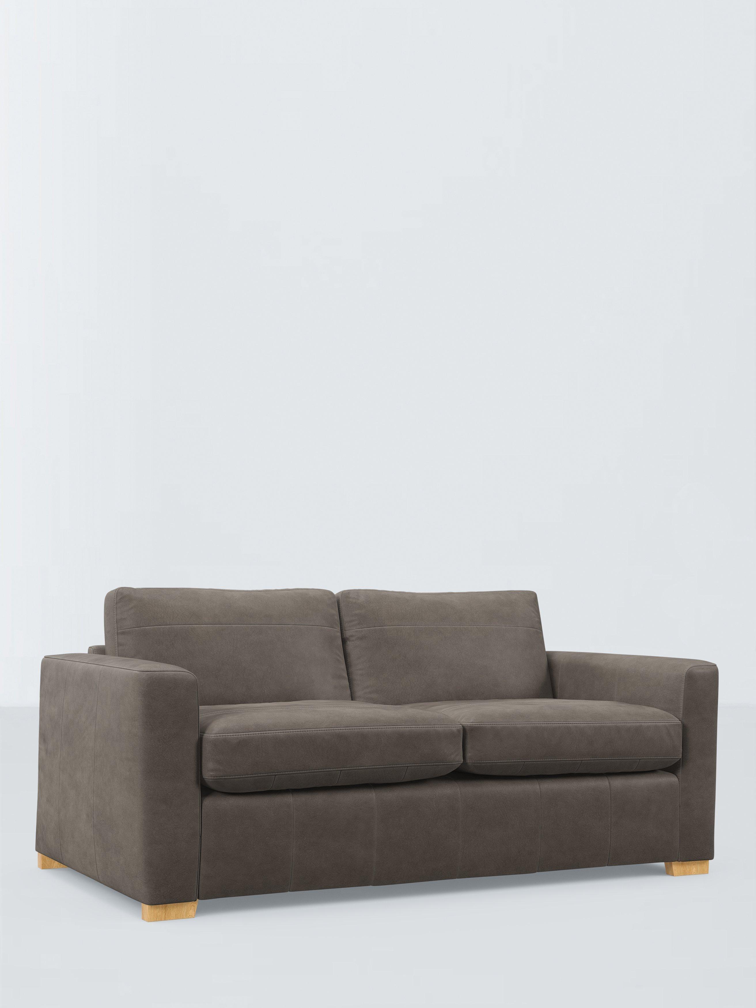 Olivia Range, John Lewis Olivia Small 3 Seater Leather Sofa Bed, Light Leg, Demetra Grey
