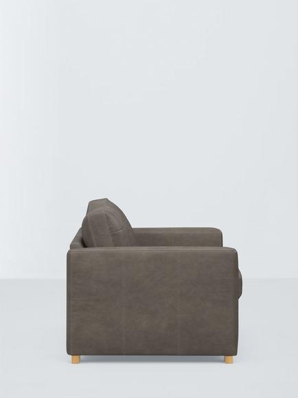 John Lewis Olivia Small 3 Seater Leather Sofa Bed, Light Leg - view 2, Demetra Grey