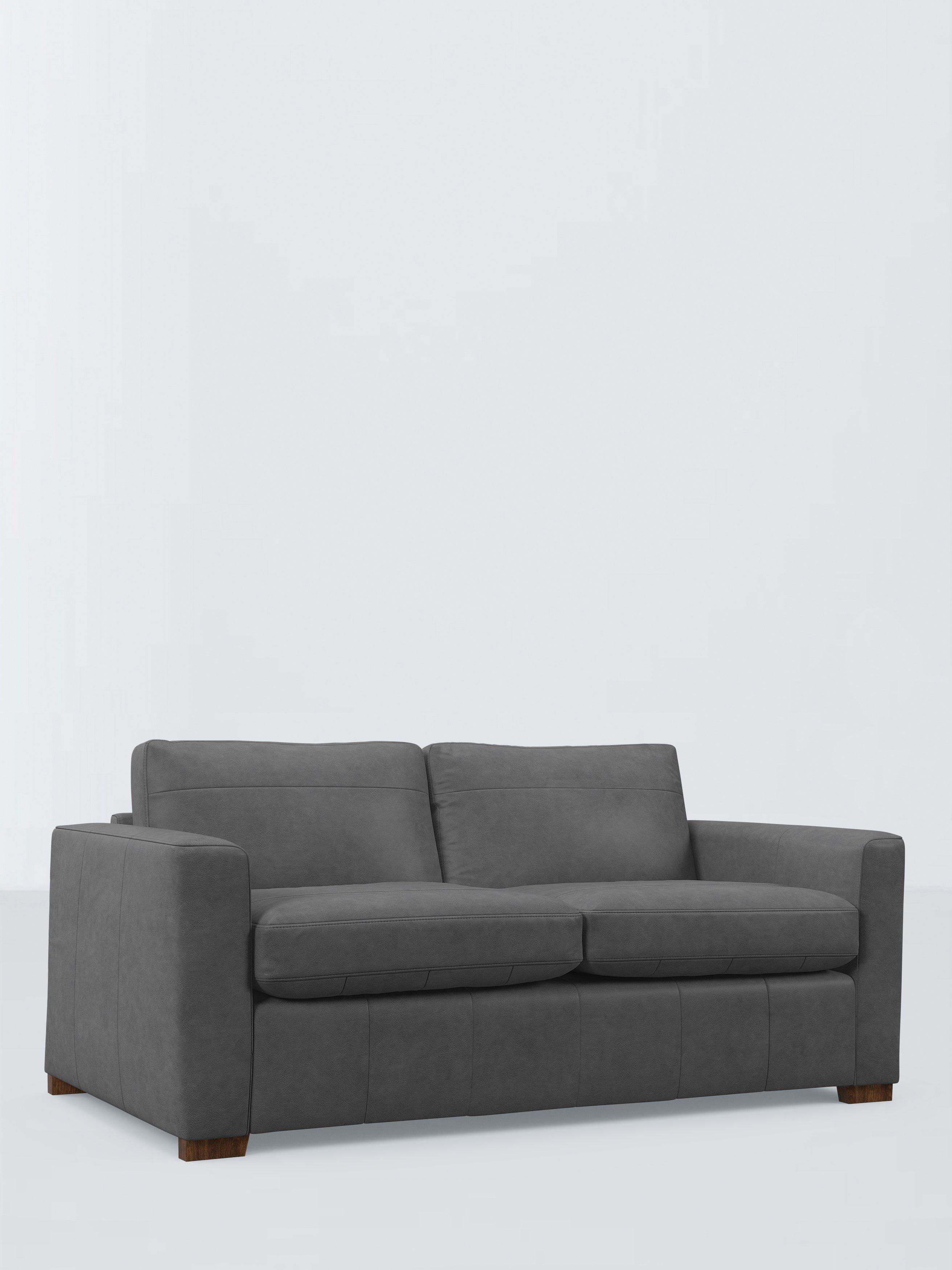 Olivia Range, John Lewis Olivia Small 3 Seater Leather Sofa Bed, Dark Leg, Vintage Shadow