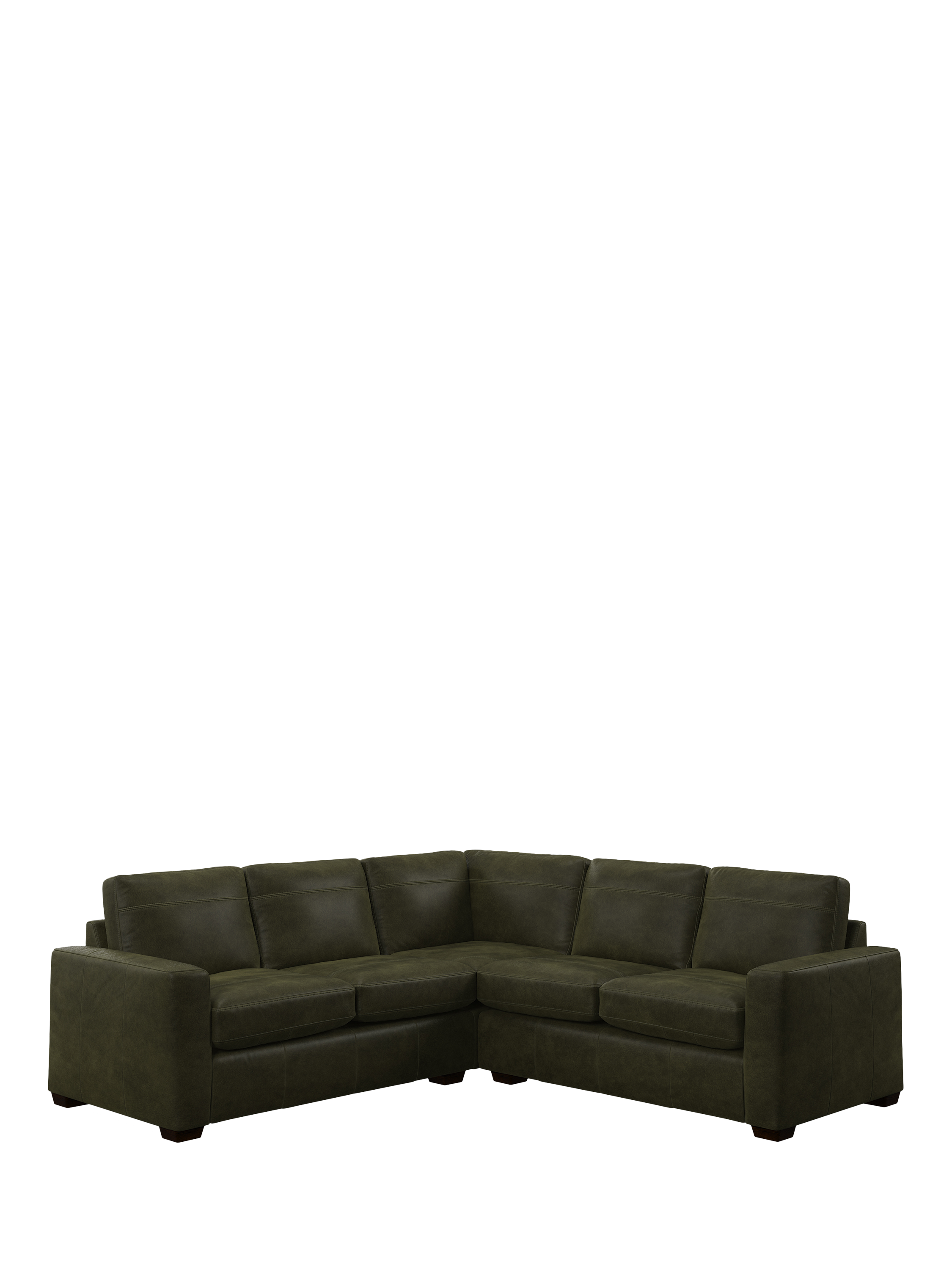 Olivia Range, John Lewis Olivia 5+ Seater Leather Corner Sofa, Dark Leg, Demetra Green
