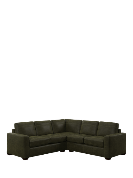 John Lewis Olivia 5+ Seater Leather Corner Sofa, Dark Leg, Demetra Green