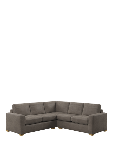 John Lewis Olivia 5+ Seater Leather Corner Sofa, Light Leg, Demetra Grey