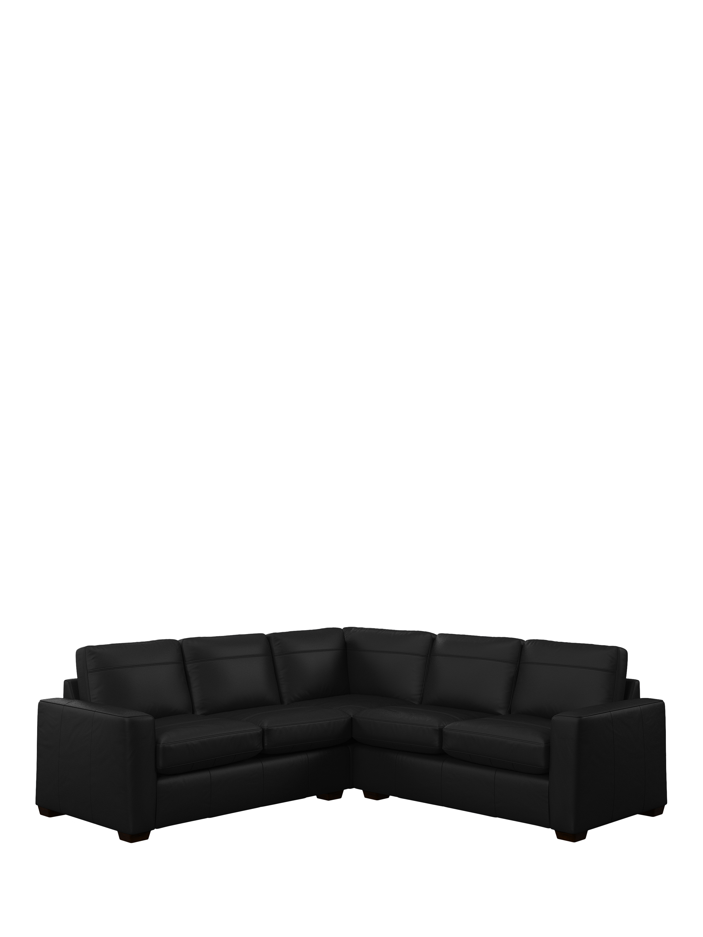 Olivia Range, John Lewis Olivia 5+ Seater Leather Corner Sofa, Dark Leg, Matt Black