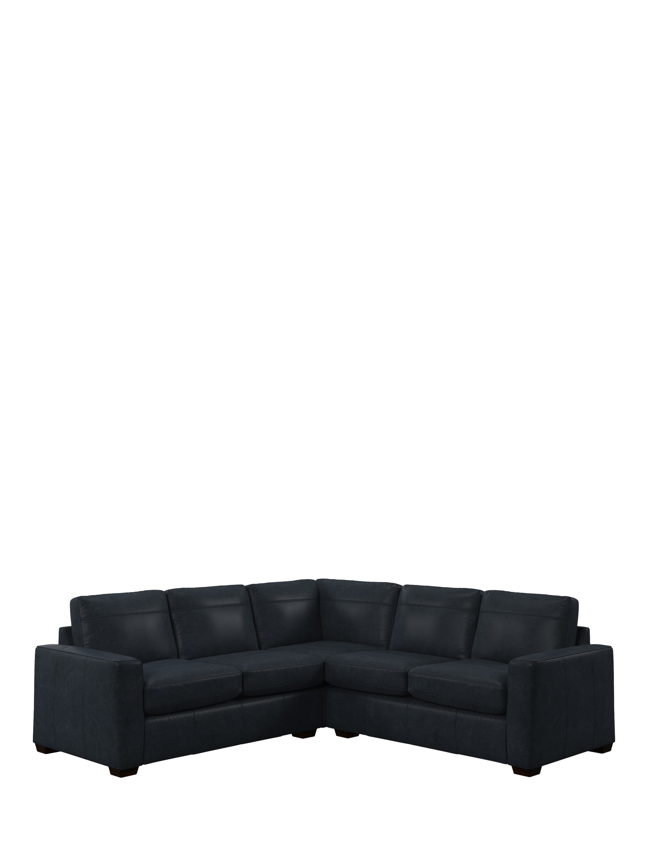 Olivia Range, John Lewis Olivia 5+ Seater Leather Corner Sofa, Dark Leg, Vintage Jeans