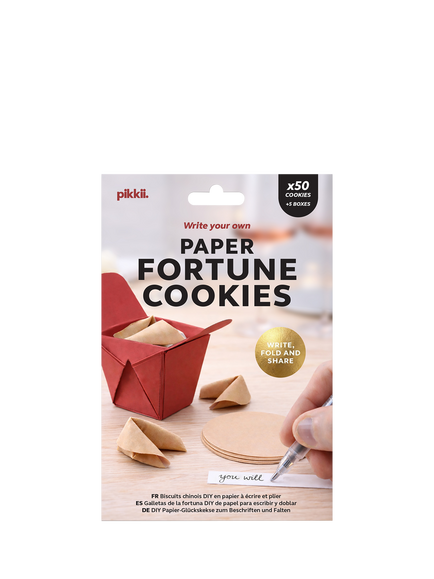 Pikkii Fold Out Paper Fortune Cookies, Pack of 50, Red Multi Red
