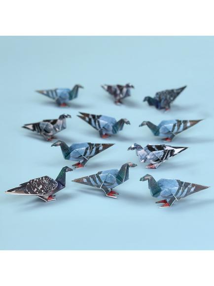 Pikkii Fold Out Paper Pigeons, Pack of 50 - view 2, Blue Multi Blue
