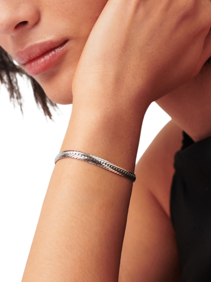Missoma Classic Snake Chain Bracelet, Silver - view 2, Silver
