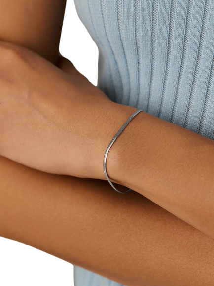Missoma Thin Snake Chain Bracelet, Silver - view 2, Silver