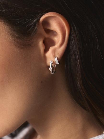 Missoma Lucy Williams Tennis Small Hoop Earrings - view 2, Silver