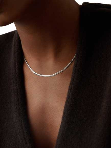 Missoma Thin Snake Chain Necklace, Silver - view 2, Silver