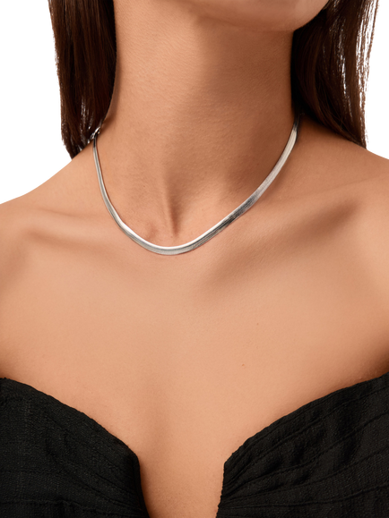 Missoma Classic Snake Chain Necklace, Silver - view 2, Silver