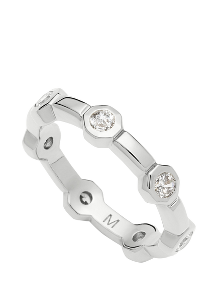 Missoma Lucy Williams Silver Plated Cubic Zirconia Stacking Ring, Silver, Silver