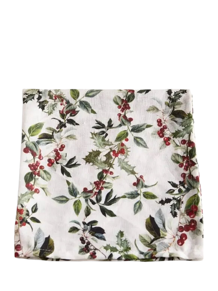 By Hope Holly Linen Napkin, Red/Green, Red/Green