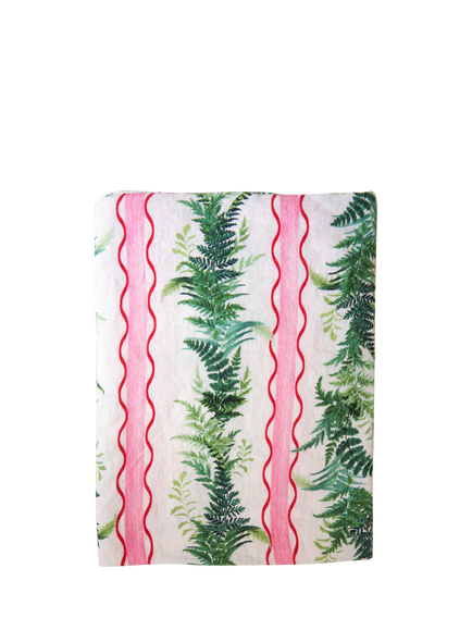 By Hope Eden Stripe Linen Tablecloth, 250 x 143cm, Pink/Green, Pink/Green