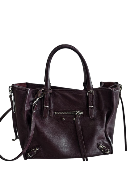 Pre-loved Balenciaga Papier Zip Around Mini Tote Bag, Burgundy - view 2, Burgundy