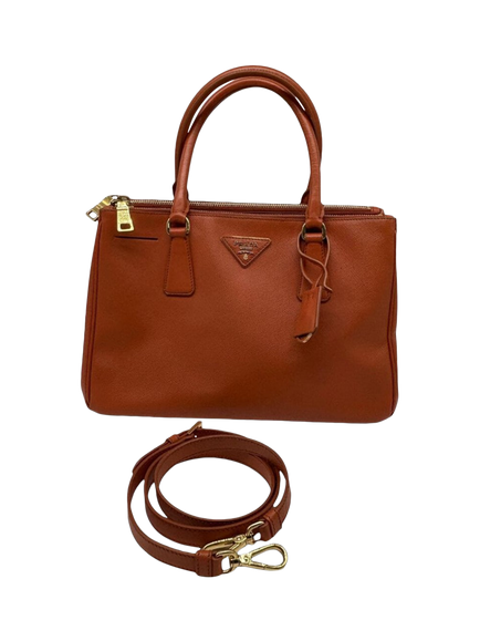 Pre-loved Prada Small Saffiano Leather Galleria 2-Way Bag, Orange, Orange