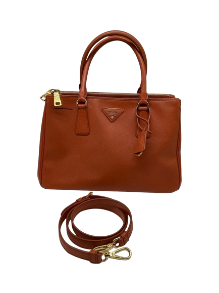 Pre-loved Prada Small Saffiano Leather Galleria 2-Way Bag, Orange - view 2, Orange