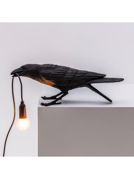 Seletti Bird Playing Table Lamp, Black, Black